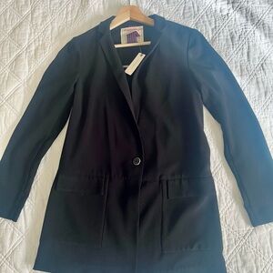 Cartonnier Black Textured Blazer with Red Stripe Trim